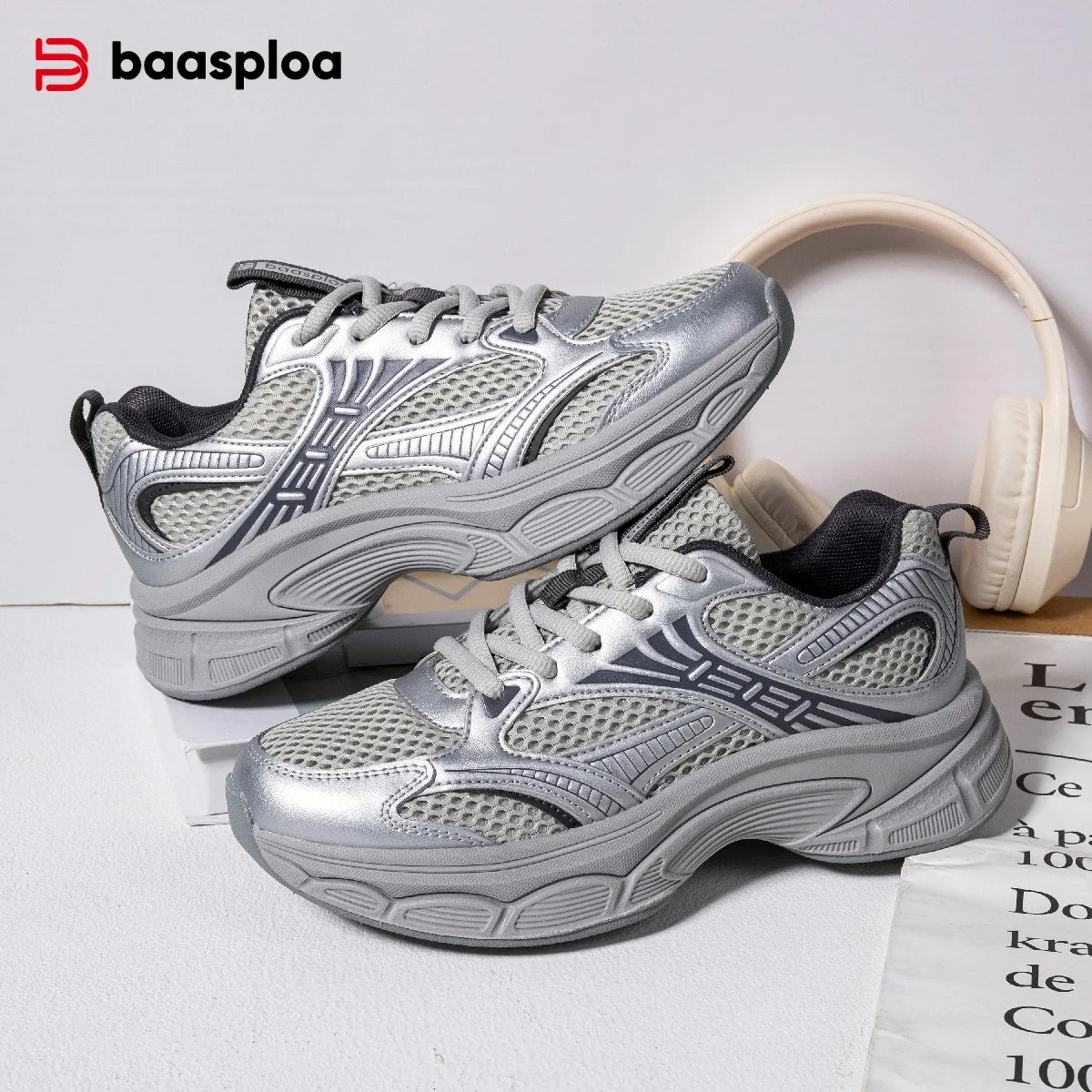 Baasploa Women Running Shoes 35-42 Fashion Lightweight Mesh Breathable Sport Shoes Comfort Soft Female Outdoor Casual Sneakers