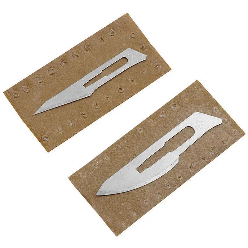 20-100 hojas de bisturí de acero al carbono n.° 10-15C para tallado de metal, mango de bricolaje, corte, reparación, cuchillo quirúrgico para animales, caja de herramientas antideslizante