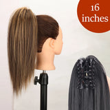34inches Synthetic Ponytail Hair Extension Clip in Fake Wig Hairpiece Blonde Wrap Around Pigtail Long Smooth Overhead Pony Tail