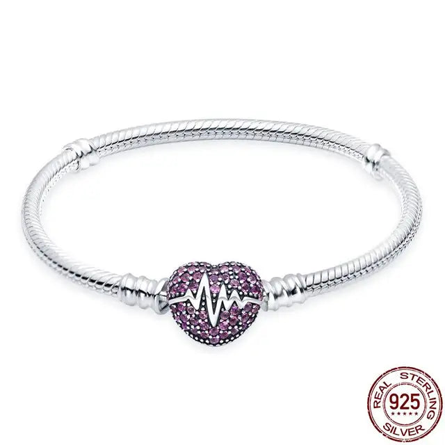 Original 925 Silver Bracelet Snake Chain 17-20 Evil Eye Heart Star Zircon For Charms Beads Pendant Anniversary Jewelry Making Gifts 