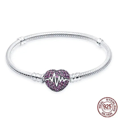 Original 925 Silver Bracelet Snake Chain 17-20 Evil Eye Heart Star Zircon For Charms Beads Pendant Anniversary Jewelry Making Gifts 
