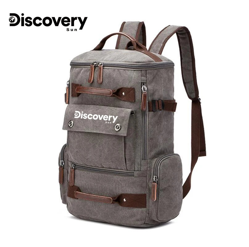Mochila de lona multifuncional DISCOVERY-SUN, mochila informal para senderismo, mochila escolar para deportes al aire libre, mochila de viaje de gran capacidad.