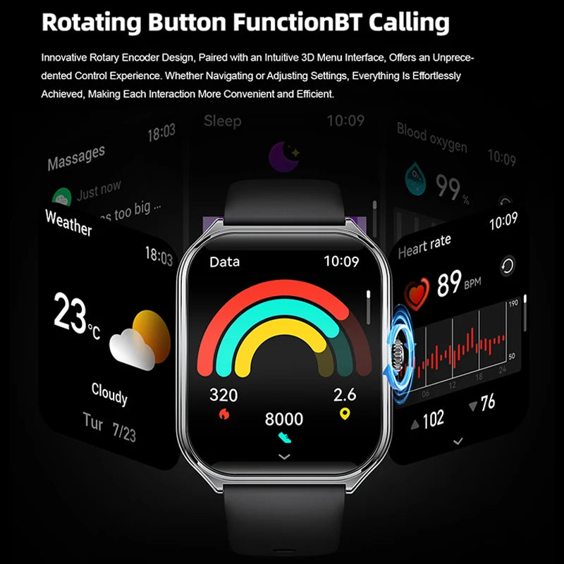 New For OPPO Ultra Thin Smart Watch Men Woman 1.96" HD AMOLED 70+Sports Mode Health Monitor Bluetooth Call Waterproof Smartwatch