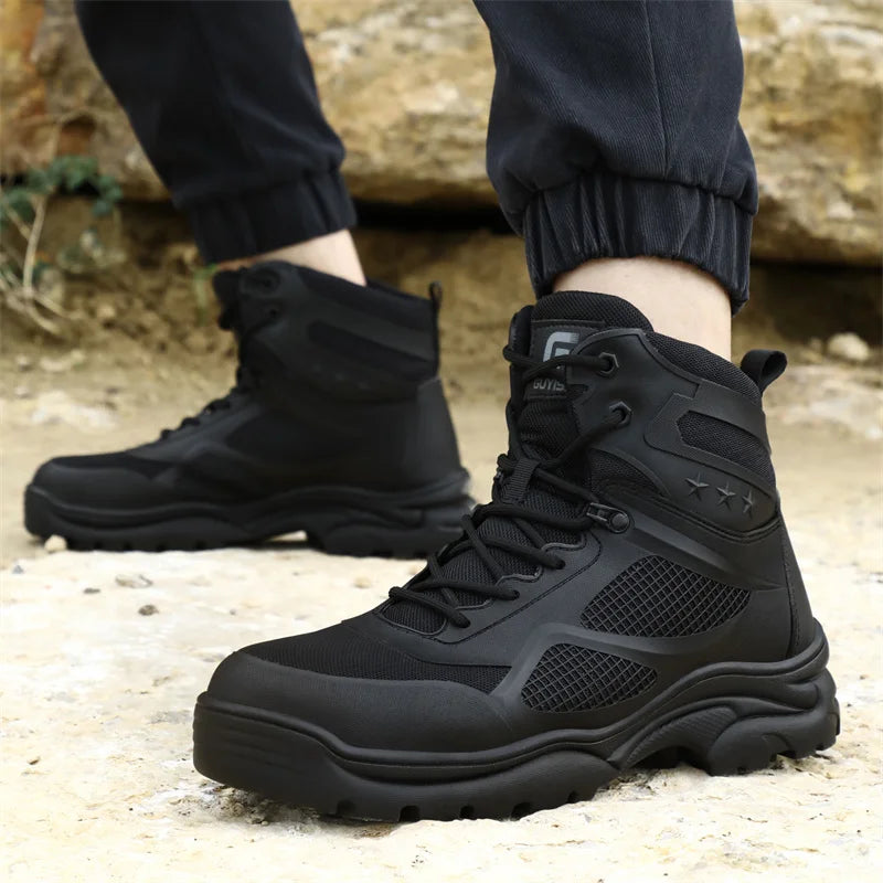 Latest 2023 Waterproof Men Leather Boots Steel Toe Cap Safety Work Shoes Anti Smashing Indestructible Construction Welding Boots