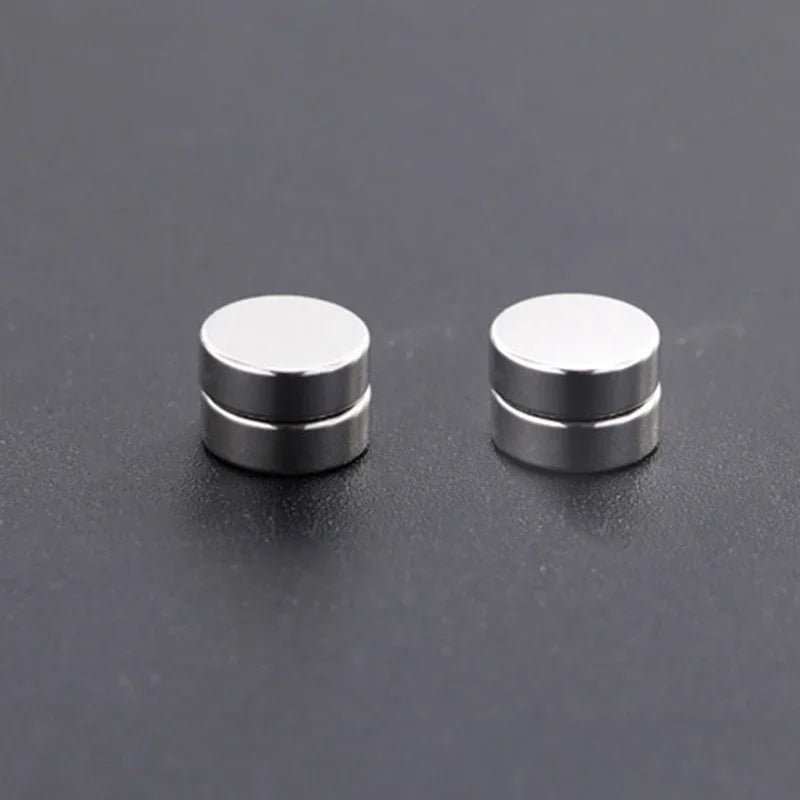1/3Pairs 6MM Crystal Magnetic No-Pierce Stainless Steel Stud Earrings for Men Punk Zircon Magnet Earrings Non Piercing Jewelry
