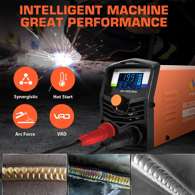 HITBOX ARC200D Welding Machine 2 in 1 ARC MMA LIFT TIG MINI IGBT Inverter LED Digital Display Protable Home Welder 220V 10-200A