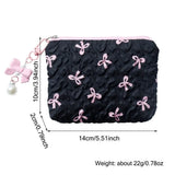 Cotton Makeup Bag for Women Quilted Travel Cosmetic Bag Girls' Make Up Organizer Portable Little Bow Makeup Pouch