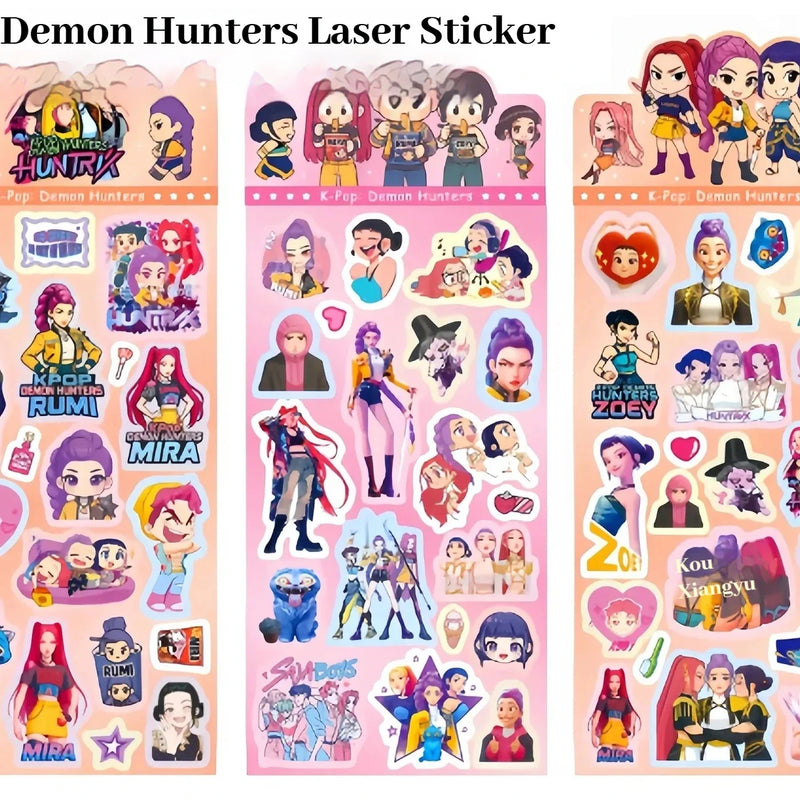 KPOP Demon Hunters Guka Devil Men's Group Anime Laser Cut Sticker for Office Stationery And School Supplies Decoration