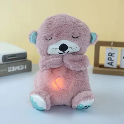Baby Toy Doll, Breathing Bear, Newborn Sleep Relaxation Playmate, Otter Toy, Gentle Sleep Music, Light Plush Toy with Sound, Gif