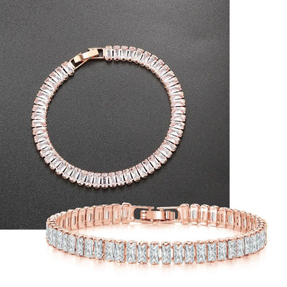 Pulseras de tenis de cristal arcoíris para mujer, color plata Kpop, regalos para amigas, cadena de brazalete de circonitas coloridas, joyería para la mano H167-M