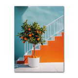 Retro Mediterranean Greece Landscape Poster Canvas Painting Wall Art Pictures Home Decoration Italian Lemon Orange Olive Tree