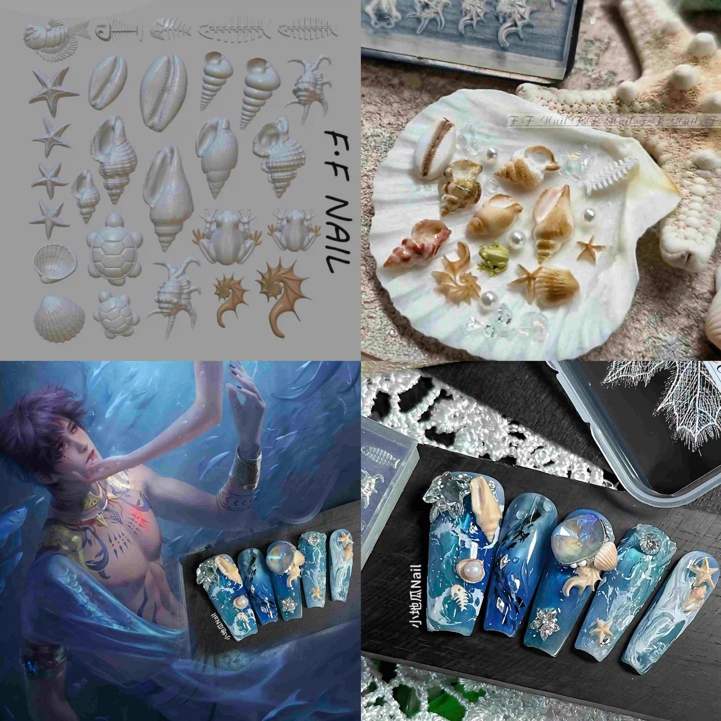 1pc  Snake Flamingo Jellyfish Dragon Dtream 3D Acrylic Mold  Nail Art DIY  Silicone  Nail Art Templates Nails Mold