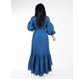 Popular Women's Casual Women's Ruffled Lantern Sleeves V-Neck Elegant Denim Dress Sexy Dress Dresses for Women Party