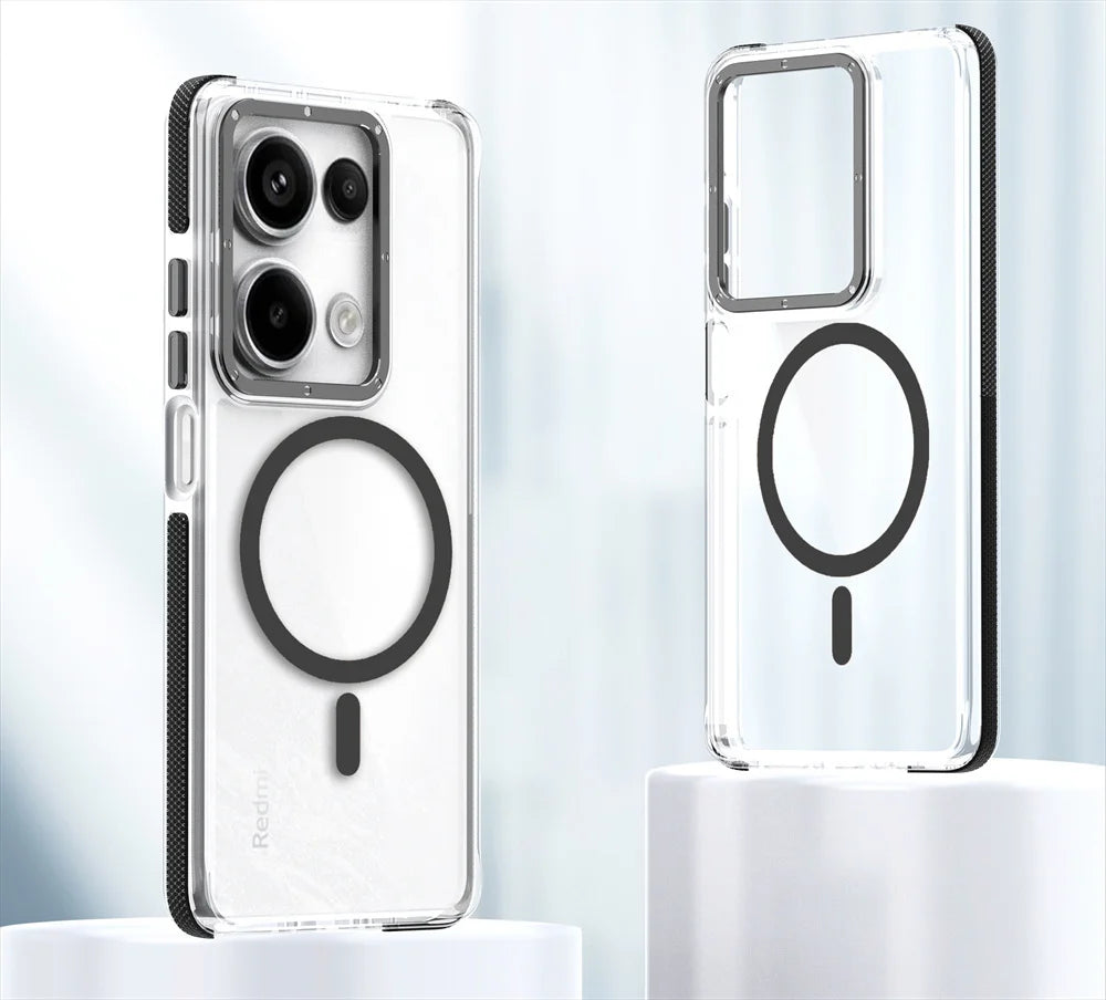 Luxury Magnetic Clear Case for Redmi 15C Note 14 13 12 Pro Plus 4G 5G For Magsafe Cover for Xiaomi 15T 14T Pro Poco X7 Pro Case