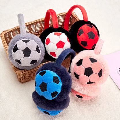 Orejeras de fútbol para niños, bonitas, para invierno, viajes al aire libre, resistentes al frío, cálidas y gruesas, para bebés, niños y niñas.