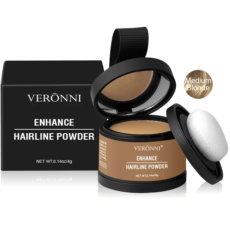 Polvo corrector de línea de cabello esponjoso, fibras temporales para cabello negro, raíces, cobertura de canas, polvo de sombra de línea de cabello al instante 