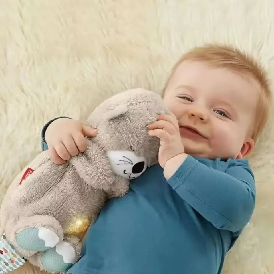 Baby Toy Doll, Breathing Bear, Newborn Sleep Relaxation Playmate, Otter Toy, Gentle Sleep Music, Light Plush Toy with Sound, Gif