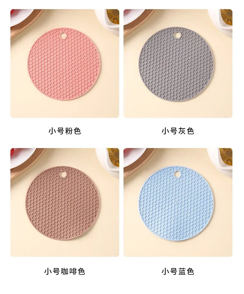 Silicone Round Teacup Mat Table Insulation Mat Dish Non-slip Placemat High Temperature Light Luxury Anti-scalding Casserole Mat