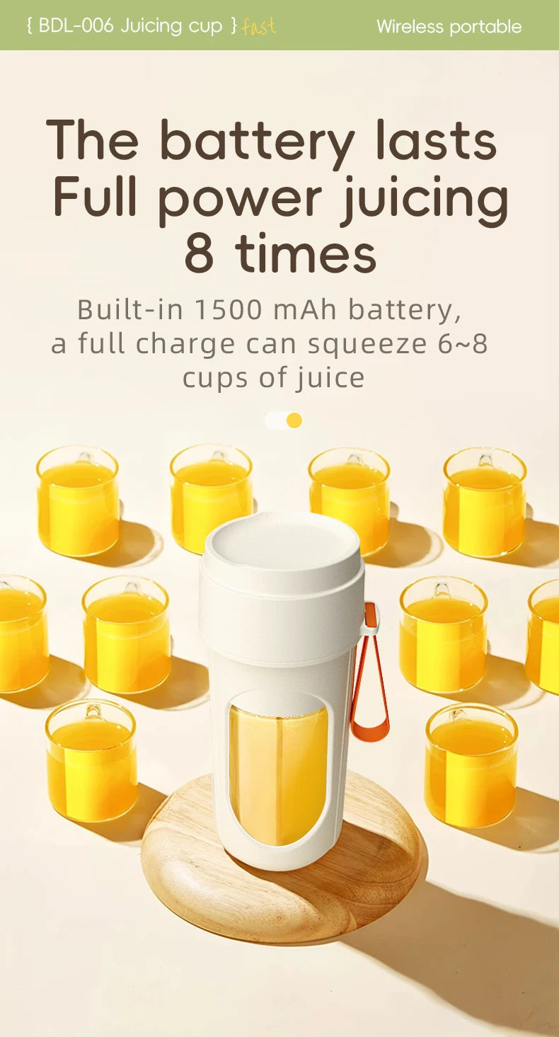 12 Blades Electric Portable Blender 350ML Juicer Fruit Mixers USB Rechargeable Smoothie Juicer Cup Squeezer Juice Maker