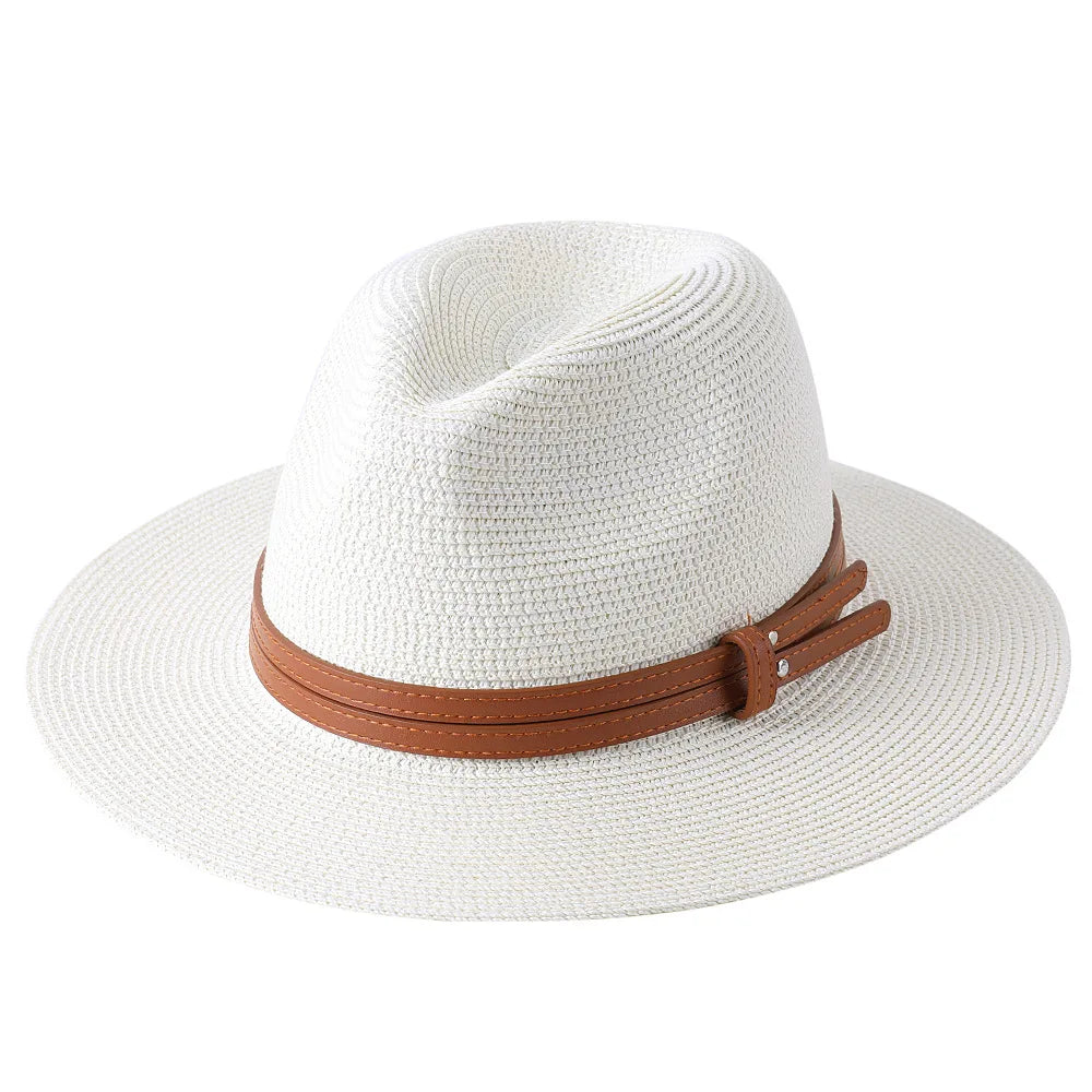 56-58-59-60CM New Natural Panama Soft Shaped Straw Hat Summer Women's/Men's Wide Brim Beach Sun Cap UV Protection Fedora Hat