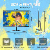 HGFRTEE 27" 4K Monitor 3840*2160 UHD IPS Computer Screen, 99% sRGB 10-Bit Color Accuracy Office Display for Gaming PC Laptop PS5