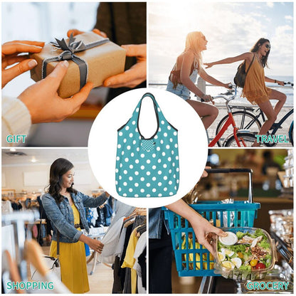 Custom Recycling Classic Black And White Polka Dot Shopping Bag Women Tote Bag Portable Grocery Shopper Bags