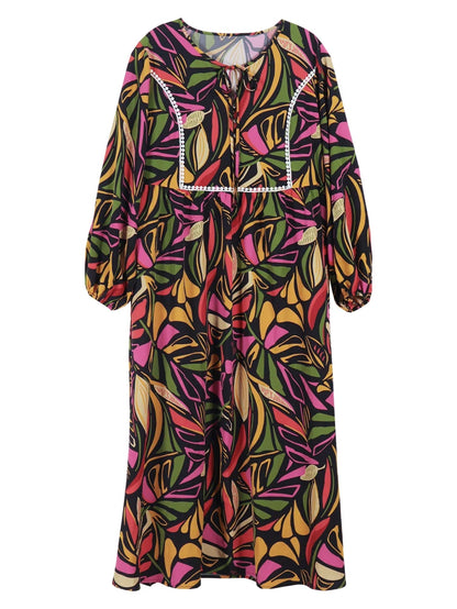 Plus size 2025 verão novas mulheres impressão digital moda casual vestido longo feminino material de poliéster botões frontais