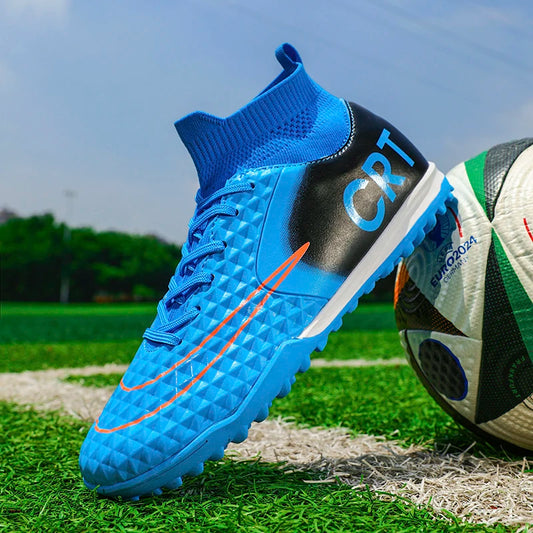 Botas de fútbol de la Sociedad Profesional para hombre, de caña alta, de cuero, ligeras, TF/FG, para fútbol sala, para niños