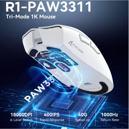 Ratón inalámbrico para juegos Attack Shark R1, PAW3311 1KHZ 18000dpi, ratón Bluetooth, ratón para juegos macro, alfombrilla para ratón/PC
