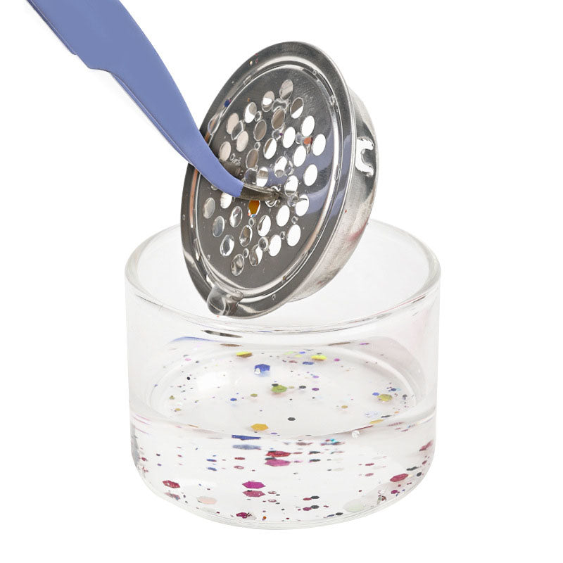 Crystal Glass Powder Liquid Blending Wash Pen Nail Cup Liquid Blending Crystal Cup Nail Tools With Cover Stainless Steel Mesh
