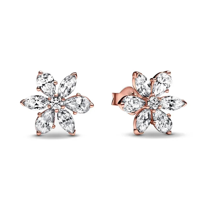 2024 New 925 Silver Plated Double Hoop Earrings For Women Butterfly Sun Moon Heart DIY Accessories 