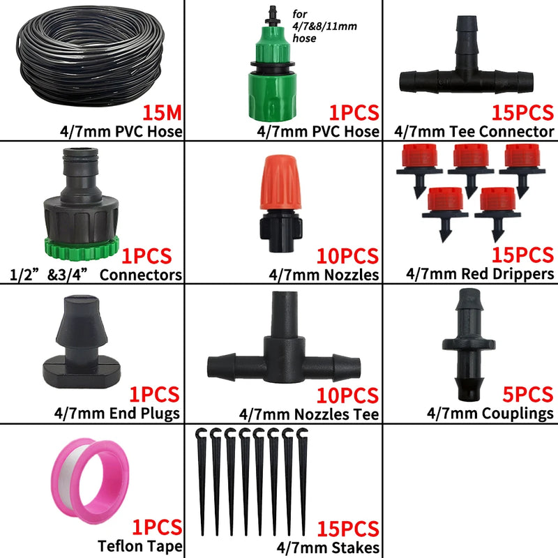 Sistema de riego Herramientas de jardinería Kits de riego por goteo Manguera de riego automática con instalación conveniente ajustable Ahorro de agua