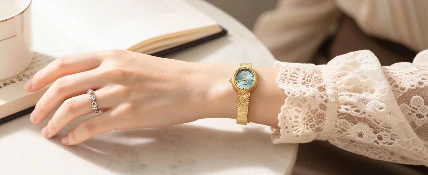 Relogio feminino oval dourado berny de luxo quartzo a prova de agua