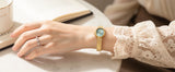 Relogio feminino oval dourado berny de luxo quartzo a prova de agua