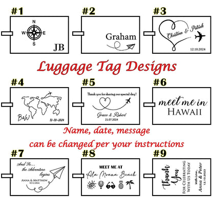 Personalized Leather Monogrammed Luggage Tag Couple Travel Baggage Label Tags Wedding Custom Best Friend Gift Bridal Shower Gift