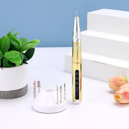 85w Brushless Motor Cordless Nail Drill 35000RPM Electric Handle Pen Drill Pedicure Rechargeable Handpiece Portable Base Charge