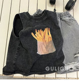 T-shirt Summer Wear Children Clothing Retro Black Cotton Handsome Boys Sleeveless Easy Vest Tide Tops 2024 Fashion Cool