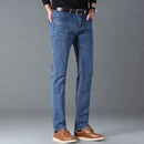 Spring Autumn Business Men Jeans Casual Straight Stretch Fashion Classic Black Sky Blue Grey Work Denim Trousers Brand Clothing