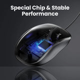UGREEN USB Wired Mouse with Ergonomic Design 1200 DPI 3 Buttons Mouse for Laptops and PCs
