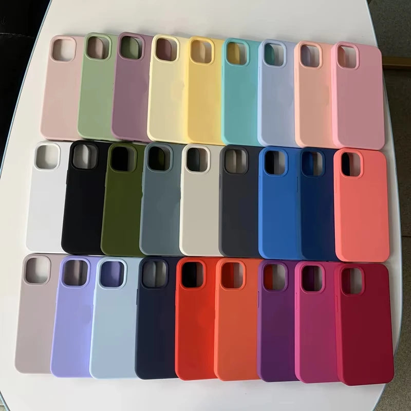 Original Silicone Cases For iPhone 16 15 12 14 13 Pro Max 15 16 Plus logo Case For Apple iPhone 11 14 15 16 Pro Cover