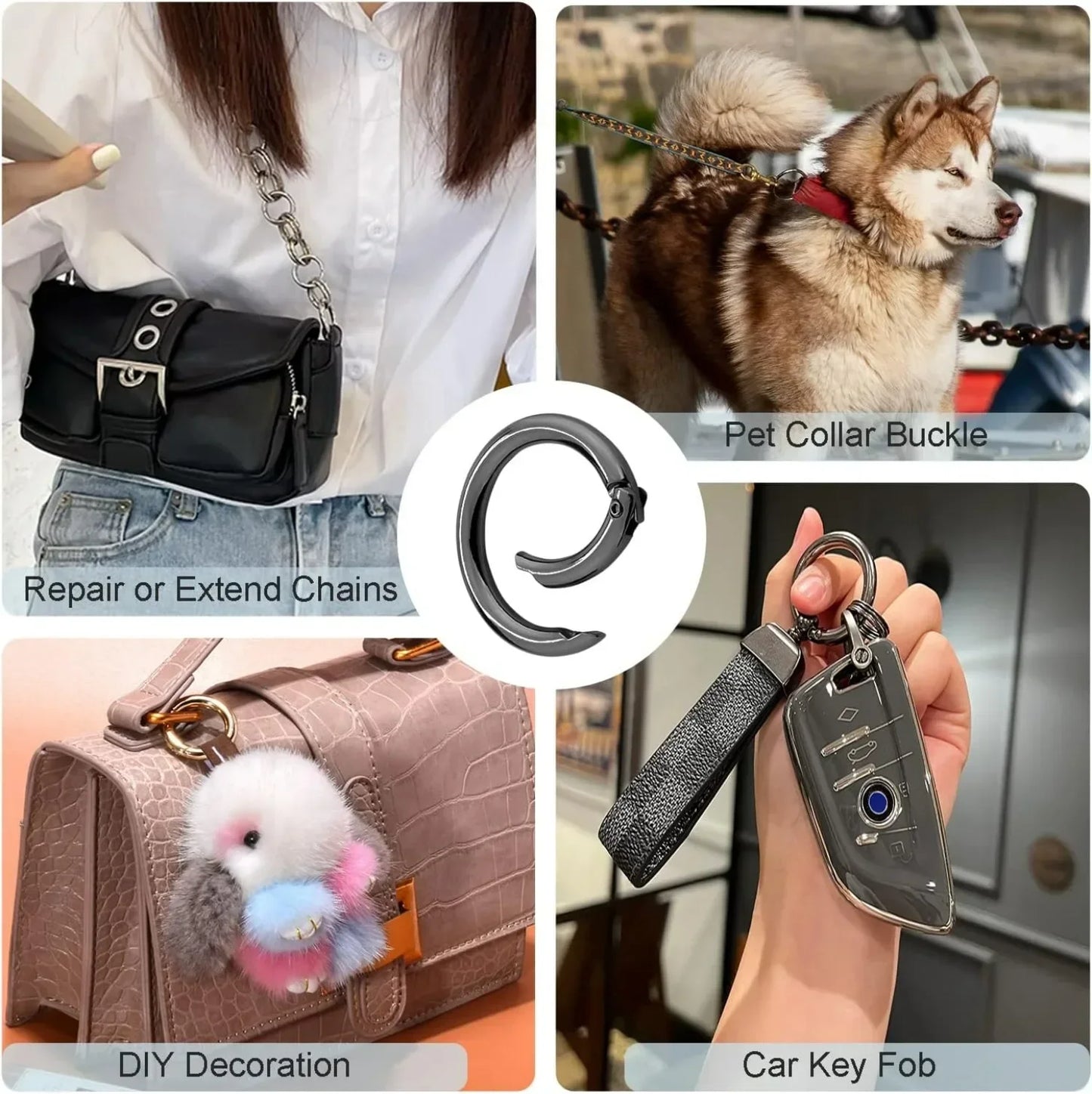 5pcs Metal O Ring Keyring Spring Buckles DIY Jewelry Openable Round Carabiner Keychain Clasp Bag Clips Snap Hook