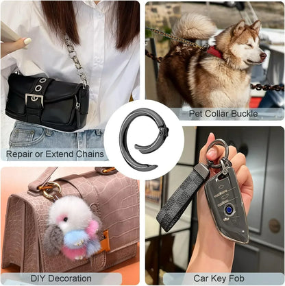 5pcs Metal O Ring Keyring Spring Buckles DIY Jewelry Openable Round Carabiner Keychain Clasp Bag Clips Snap Hook