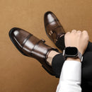 Italian Men's Brogue Shoes Brown Low Cut Commuting Business Casual Shoes Men's Banquet Leather Shoes Soft Sole Big Size：38-48