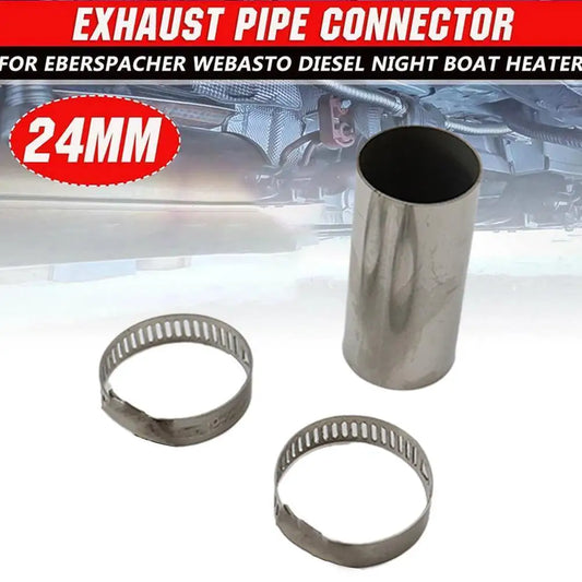24mm Air Diesel Heater Exhaust Pipe Connector Stainless Steel Gas Vent Hose with Clamps for Eberspacher Webasto