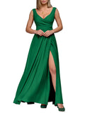 Women's 2025 Summer Solid Color Formal Dress - Sleeveless Evening Gown with Waist Accent, Elegant Floor Length Bridesmaid Dress
