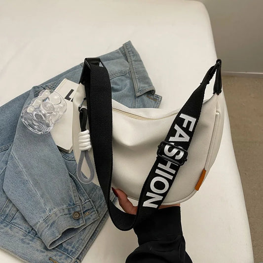 2024 New Fashion Crossbody Bag Simple Wide Shoulder Strap Design Single Shoulder Bag Original Style Commuting Dumpling Women's Bag