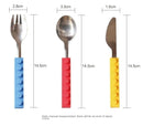 3pcs Stainless Steel Dinnerware Children Western Cutlery Set Knife Fork Spoon Dinner Tableware Silicone Building Blocks Handle