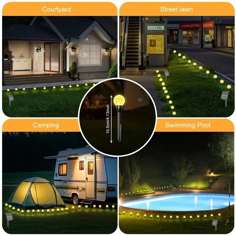 30 LED Solar Bubble Ball Lawn Lights Waterproof Solar Pathway String Light for Outdoor Garden Patios Trail Lighting Decoration