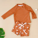 Summer Baby-Boys Toddler Long Sleeved Rashguard Swim Bathing Suit Set Long Sleeve Round Collar Sunscreen Swimsuit