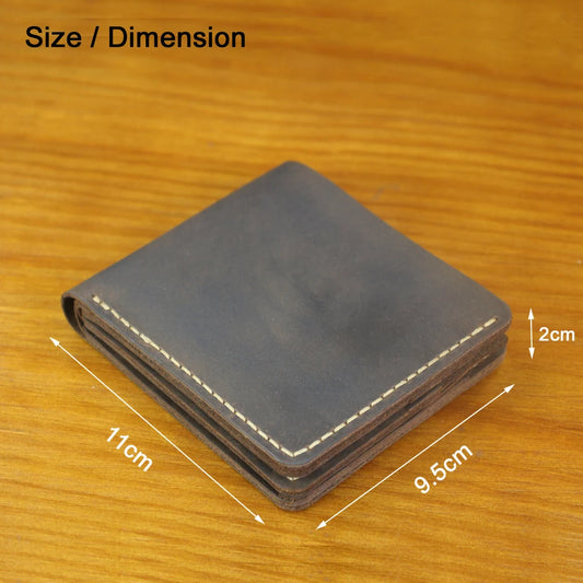 Cartera de lujo para hombre, hecha a mano, 100% de cuero genuino, monedero corto con clip para billetes y bolsillo para monedas, monedero para hombre, billetera multitarjeta vintage.
